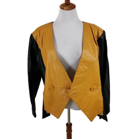 Vintage Leather Ballet of London Two-Tone Leather Jacket | Tag Size 20 - Picture 3 of 6
